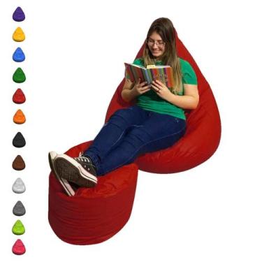 Imagem de Puff Pera Almofadão Com Apoio Para Pés Cheio Enchimento Sala - Mercadã