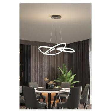 Imagem de Luminária pendente LED moderna de 68W para sala de jantar, com intensidade regulável, 60x150cm, controle remoto e temperatura de cor de 3000K a 6000K. Ideal para ilha de cozinha, mesa de jan
