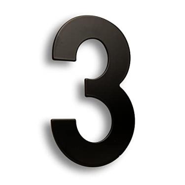 Imagem de HASWARE Aço inoxidável 304 moderno número de casa revestimento em pó elegante porta alfabeto placa rua decoração de casa (7, 15 cm preto)