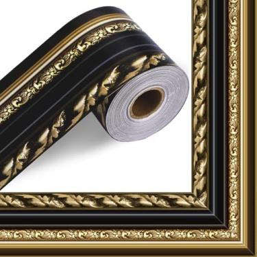 Imagem de Moldura dourada de 23,8 m, quadro de avisos, moldura ornamentada, corte em matriz, acabamento reto, borda enrolada, quadro de avisos, decoração para sala de aula, sala de aula, casa, escritório, festa