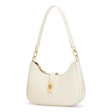 Imagem de KKXIU Bolsa de ombro feminina fofa Hobo e bolsa clutch retrô de couro vegano com zíper, Bege