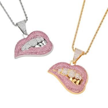 Imagem de RQSP Colar masculino com pingente gelado | Corrente de elos cubanos de ouro e prata de 55 cm com diamante e zircônia brilhante | Presentes de joias hip hop para homens/pais, 22inch, Aço inoxidável