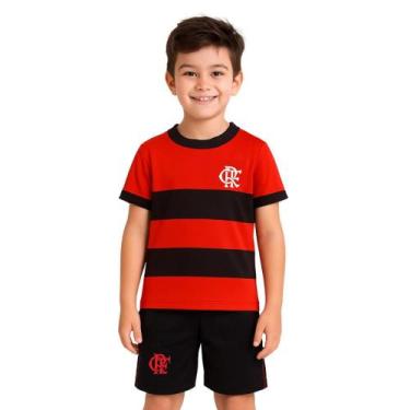 Imagem de Uniforme Infantil Flamengo Listrado Oficial - Revedor, Tam 14