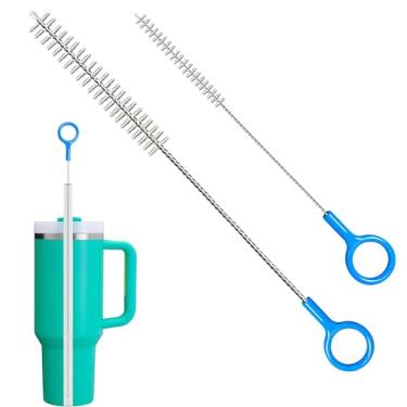 Imagem de Escova de limpeza de palha para mamadeira de bebê, limpador de escova de palha extralonga de 30 cm com fio de aço inoxidável ousado de 3 mm, escova de limpeza reutilizável de 25 cm, adequada para