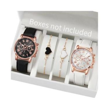 Imagem de Conjunto De Relógios De Pulso De Quartzo Para Casal 4 Peças Com Mostra
