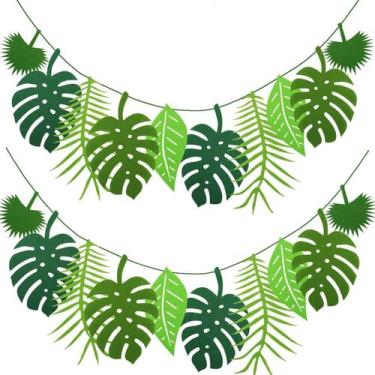 Imagem de Guirlanda De Folhas Tropicais 2 Peças Decoração Para Festa Havaiana Lu