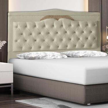 Imagem de Cabeceira De Cama Box Barcelona Casal 140 Cm Capitonê Retro Botão Encapados Suede Porcelana Do Lar Móveis