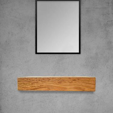 Imagem de Bancada Madeira Maciça Banheiro Lavabo Estilo Industrial 90 Cm X 40 Cm Marrom