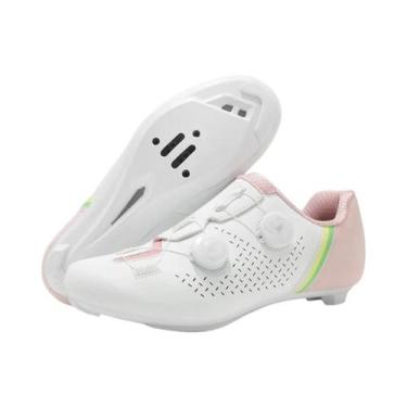 Imagem de Tênis De Ciclismo Masculino Branco Para Estrada SPD, Calçado Para Bici