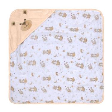 Imagem de Toalha para Recém Nascido 68 cm x 68 cm Bublim, Urso Espaço Pêssego