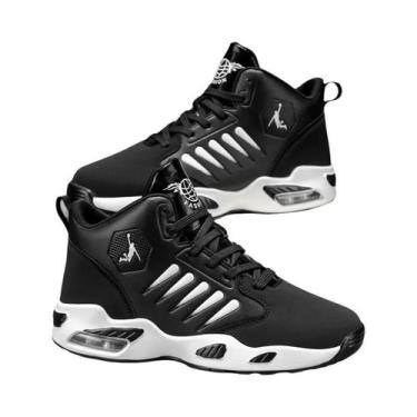 Imagem de Tênis De Basquete Masculino Branco Cano Alto Respirável Com Amortecime