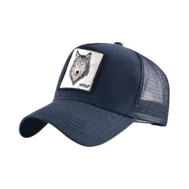 Imagem de Boné Trucker Snapback Unissex Ajustável Com Patch De Lobo Para Quatro 