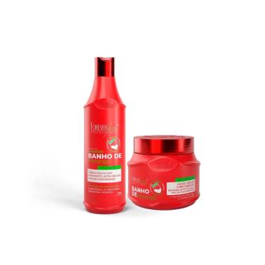 Imagem de Shampoo e Máscara Banho de Verniz Morango Forever Liss 500ml