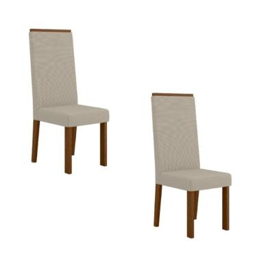 Imagem de Kit 2 Cadeiras Livia Nuova – Madeira de Reflorestamento, Tecido Linho Claro Ambar/Off – Sonetto