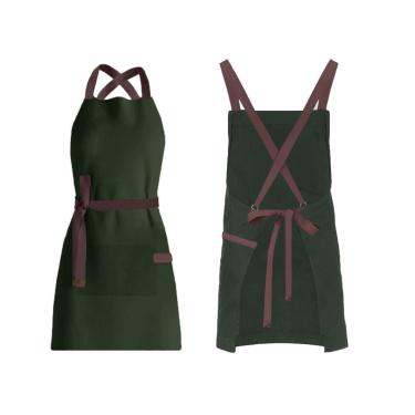Imagem de Avental Verde Alça Cruzada Marrom Restaurante Cafeteria Bar