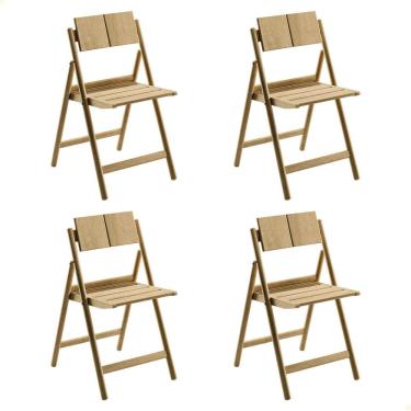 Imagem de Kit 4 Cadeira Dobrável Tramontina Bossa em Madeira Tauari Natural 13699080