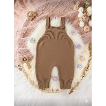 Imagem de Jardineira Macacão Tricot Bebê Recém Nascido Vira Pé Menina e Menino -