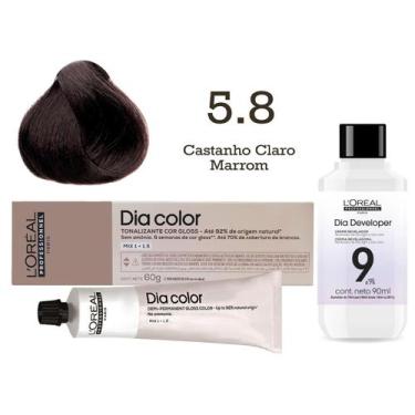 Imagem de Tonalizante Dia Color 5.8 Castanho Claro Marrom + Emulsão Reveladora 9