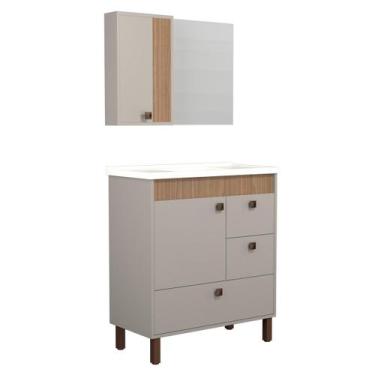 Imagem de Conjunto Gabinete de Banheiro Beirute 80cm - Venturi, Santiago/Jequiti