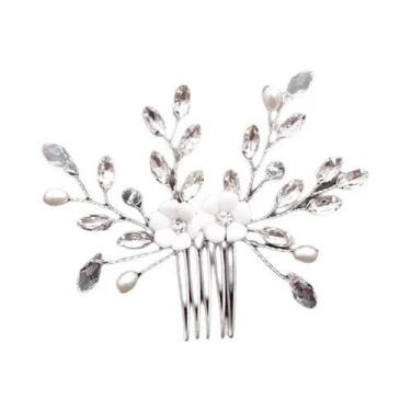 Imagem de Pentes De Cabelo De Noiva Com Pérolas Prateadas E Strass, Acessórios D