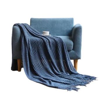 Imagem de Manta Decorativa Verde Gigante De Tricô Texturizado Macio Para Sofá, P