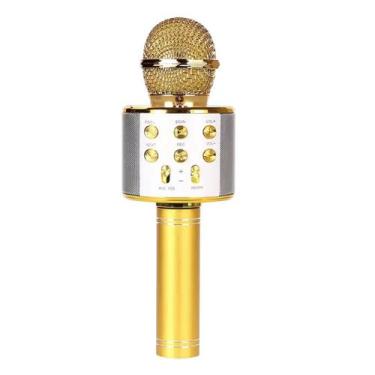 Imagem de Microfone Karaoke Sem Fio Bluetooh Infantil Minimen Dourado