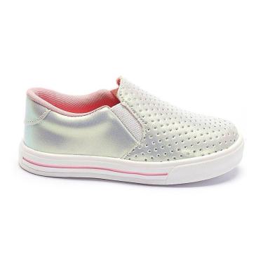 Imagem de Tênis Feminino Infantil Slip On Metalizado Pérola Pequito-Feminino