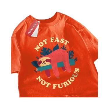 Imagem de Camiseta Oversized Com Estampa De Preguiça, Estilo Hip Hop, Manga Curt