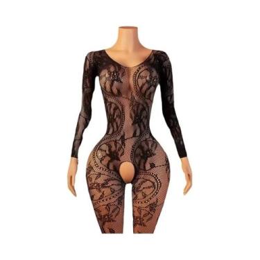 Imagem de Conjunto De Lingerie Sensual Feminina Com Sutiã Aberto E Bodysuit Curv