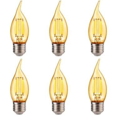 Imagem de 6 Lâmpada Filamento Led Retrô Vela Chama Âmbar E27 2W Bivolt - Avant