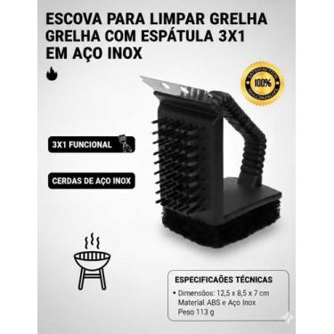 Imagem de Escova Limpa Grelha 3 em 1 Aço Inox com Espátula ArtHouse - Art House