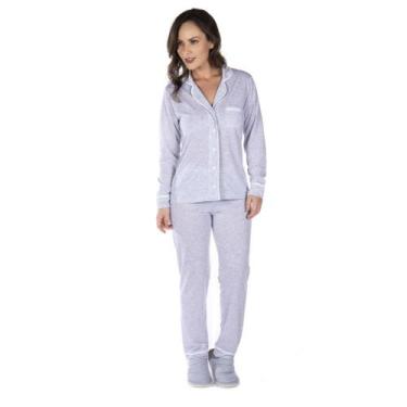Imagem de Conjunto Pijama Feminino Inverno Longo Americano Blusa Com Botões Adul