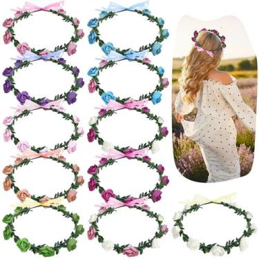 Imagem de Wreath AmFor, 11 peças de faixa multicolorida com coroa de flores de r