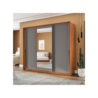 Imagem de Guarda Roupa Casal 3 Portas de Correr e 4 Gavetas Com Espelho 240850 L