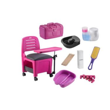 Imagem de Cadeira Cirandinha Mesa Completa com Acessórios Bari Rosa 452 Manicure