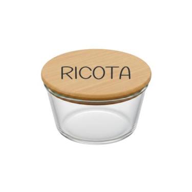 Imagem de Pote Hermético Redondo Vidro e Tampa de Bambu (380 ml) Ricota - Casa V