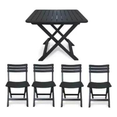 Imagem de Kit Mesa Dobrável + 04 Cadeiras Dobráveis De Plástico - Higipack