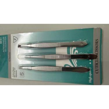 Imagem de Kit 3 Pinças Aço Inoxidável Professional Design De Sobrancelhas Ponta 