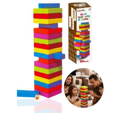 Imagem de Jogo Caiu Perdeu Torre De Equilíbrio Madeira 54 Peças Brinquedo Famíli
