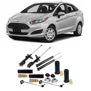 Imagem de 04 Amortecedores + 04 Kits Batentes + Bieletas Ford New Fiesta 2011 At