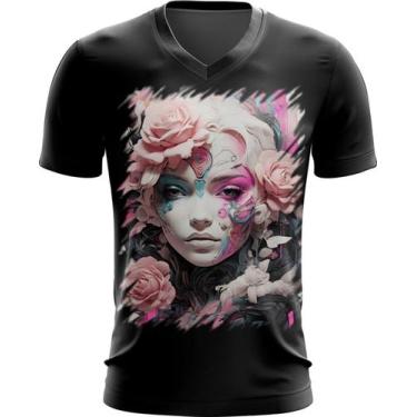 Imagem de Camiseta Gola V Mulher de Rosas Paixão 17 - Kasubeck Store®, INF 16