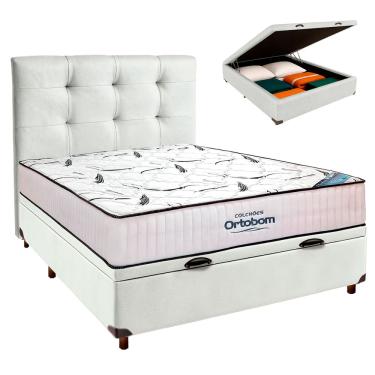 Imagem de Box Bau Blindado + Colchão Casal High Foam Ortobom + Cabeceira