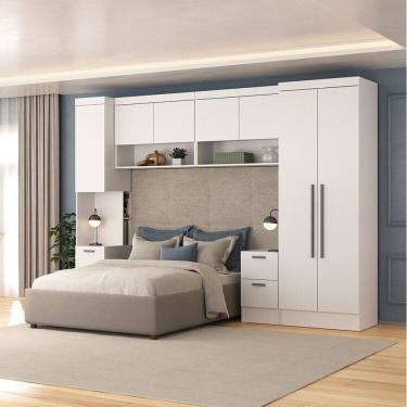 Imagem de Quarto Completo Viena 7 Portas 6 Gavetas 5 Peças Espresso Móveis Branco