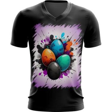 Imagem de Camiseta Gola V de Ovos de Páscoa Artísticos 2 - Kasubeck Store®, INF 