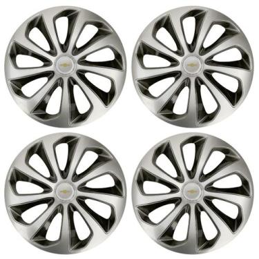 Imagem de Jogo Calota Velox 15 Prata Preto Onix 2013 2014 2020 - Garagem Online 