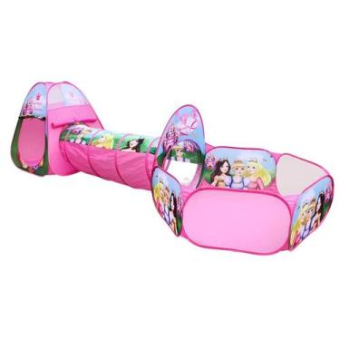 Imagem de Toca Barraca Infantil Colorida 3 Em 1 Túnel Piscina - DM Toys, Rosa