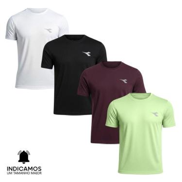 Imagem de Kit 4 Camisetas Diadora Small Logo Masculina - Branco e Verde Claro P-Masculino