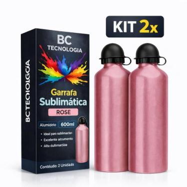 Imagem de Kit 2x Garrafa de Alumínio Rose com Tampa Bola para Sublimação 600ml -