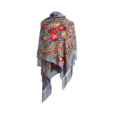 Imagem de Xale Feminino De Inverno Pashmina 2024 Estampado Designer Lenço Floral