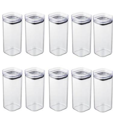 Imagem de Kit 10 Pote Hermético Organizador 350 ml Plástico Transparente Tampa V